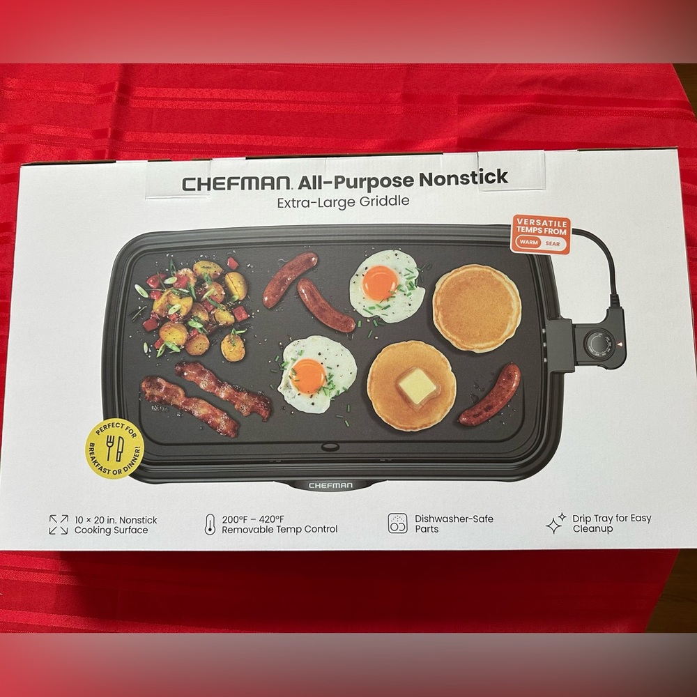 Chefman All-Purpose Nonstick Extra Long Electric Griddle New In Box